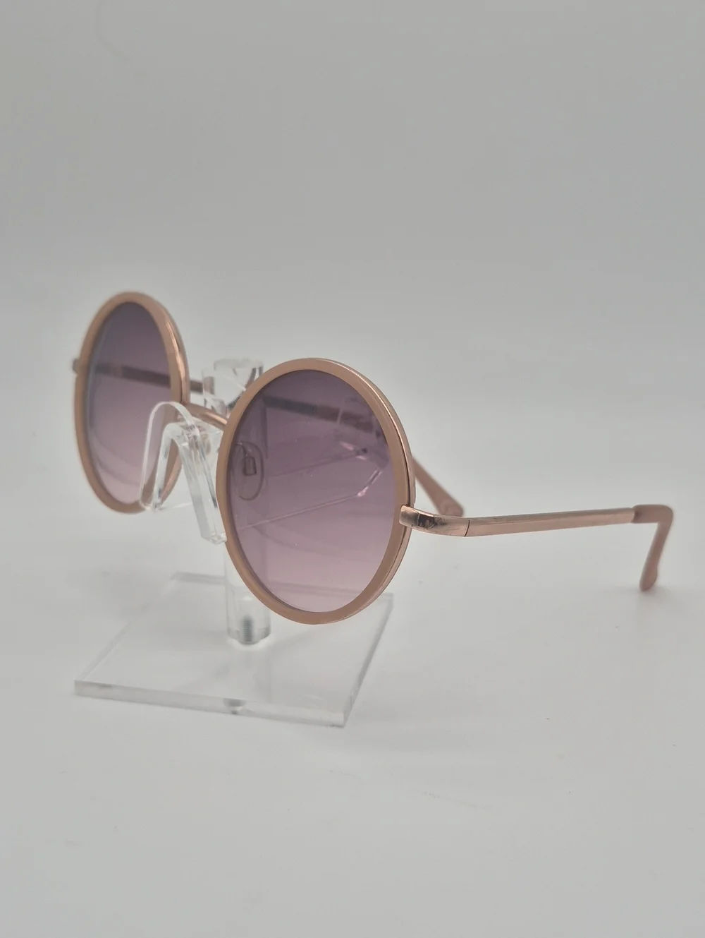 H&M Rose Gold Round Sunglasses with Purple Lenses